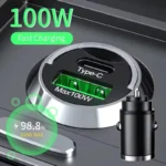 شاحن سيارة بقوة 100 واط، شحن سريع عبر منفذ USB لأجهزة iPhone بتقنية QC3.0 Mini PD، شاحن هاتف سيارة من النوع C لأجهزة Samsung وHuawei وXiaomi