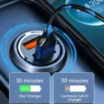 ⁦شاحن سيارة بقوة 100 واط، شحن سريع عبر منفذ USB لأجهزة iPhone بتقنية QC3.0 Mini PD، شاحن هاتف سيارة من النوع C لأجهزة Samsung وHuawei وXiaomi⁩ - الصورة ⁦4⁩