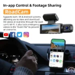 ⁦كاميرا داش كام مزدوجة بدقة 1080 بكسل مع واي فاي، أمامية وداخلية، مزودة برؤية ليلية بالأشعة تحت الحمراء، وتسجيل متواصل، وكاميرا DVR للسيارة بزاوية واسعة.⁩ - الصورة ⁦3⁩