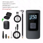 ⁦مضخة هواء لاسلكية محمولة للسيارات، ضاغط هواء كهربائي، منفاخ إطارات مزود بشاشة LCD رقمية للسيارات والدراجات النارية والدراجات الهوائية والكرات⁩ - الصورة ⁦9⁩