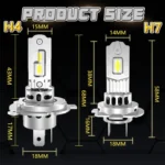 ⁦مصباح LED H7، مصباح أمامي H4 للسيارة، نظام CANBUS، 1500 واط، إضاءة سيارات عالية الطاقة، 6500 كلفن، مروحة توربو لاسلكية صغيرة، مصباح أمامي LED للسيارة، 12 فولت⁩ - الصورة ⁦6⁩