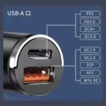 ⁦شاحن سيارة بقوة 100 واط، شحن سريع عبر منفذ USB لأجهزة iPhone بتقنية QC3.0 Mini PD، شاحن هاتف سيارة من النوع C لأجهزة Samsung وHuawei وXiaomi⁩ - الصورة ⁦6⁩
