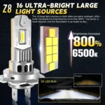 ⁦مصباح LED H7، مصباح أمامي H4 للسيارة، نظام CANBUS، 1500 واط، إضاءة سيارات عالية الطاقة، 6500 كلفن، مروحة توربو لاسلكية صغيرة، مصباح أمامي LED للسيارة، 12 فولت⁩ - الصورة ⁦2⁩