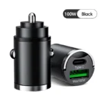 ⁦شاحن سيارة بقوة 100 واط، شحن سريع عبر منفذ USB لأجهزة iPhone بتقنية QC3.0 Mini PD، شاحن هاتف سيارة من النوع C لأجهزة Samsung وHuawei وXiaomi⁩ - الصورة ⁦8⁩