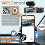 ⁦كاميرا داش كام مزدوجة بدقة 1080 بكسل مع واي فاي، أمامية وداخلية، مزودة برؤية ليلية بالأشعة تحت الحمراء، وتسجيل متواصل، وكاميرا DVR للسيارة بزاوية واسعة.⁩ - الصورة ⁦2⁩