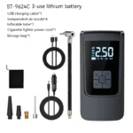 ⁦مضخة هواء لاسلكية محمولة للسيارات، ضاغط هواء كهربائي، منفاخ إطارات مزود بشاشة LCD رقمية للسيارات والدراجات النارية والدراجات الهوائية والكرات⁩ - الصورة ⁦8⁩